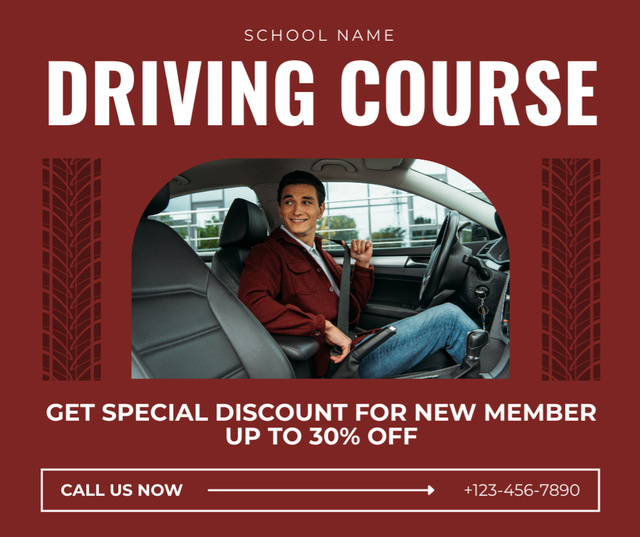 Plantilla de diseño de Special Driving School Discounts For Membership Facebook 