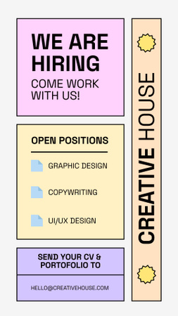 Designvorlage Announcement of Creative Agency Open Positions  für Instagram Story