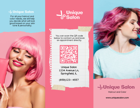 Beauty Salon Ad with Emblem of Scissors Brochure 8.5x11in Design Template