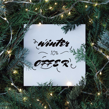 Ontwerpsjabloon van Instagram van winter verkoop in kerstmis wreath