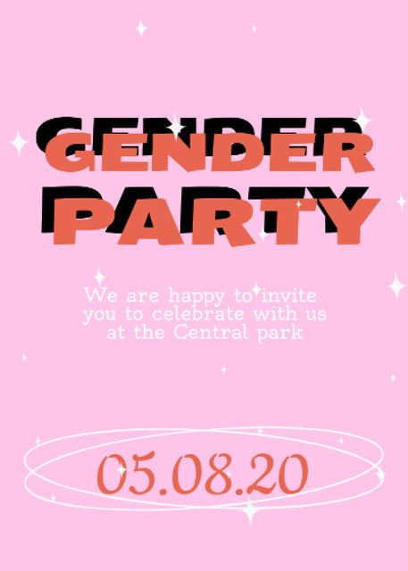 Gender Party Bright Pink Announcement Invitation Design Template