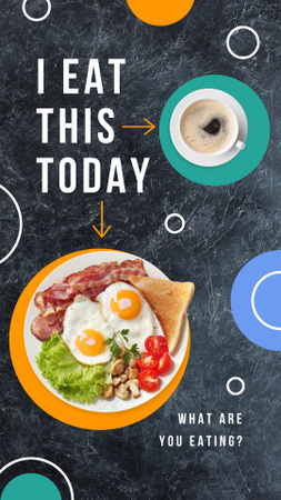 aamiainen paistettuja munia ja kahvia Instagram Story Design Template