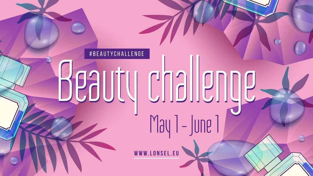 Beauty Event bottles with Perfume in purple FB event cover tervezősablon
