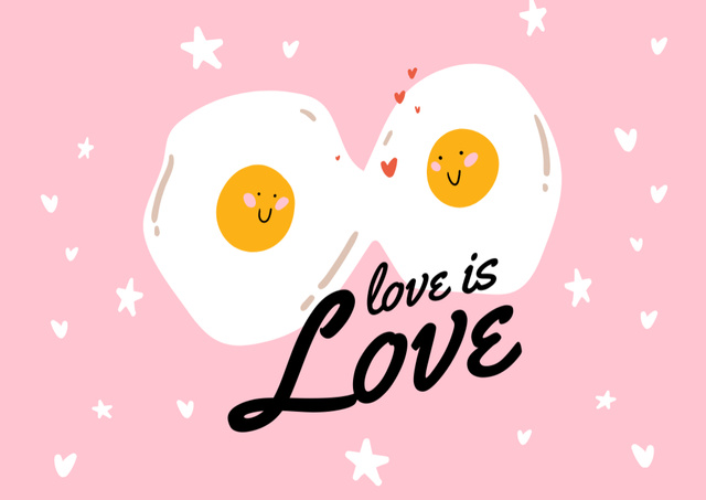 Cute Funny Eggs for Valentine's Day Holiday Greeting Postcard Design Template