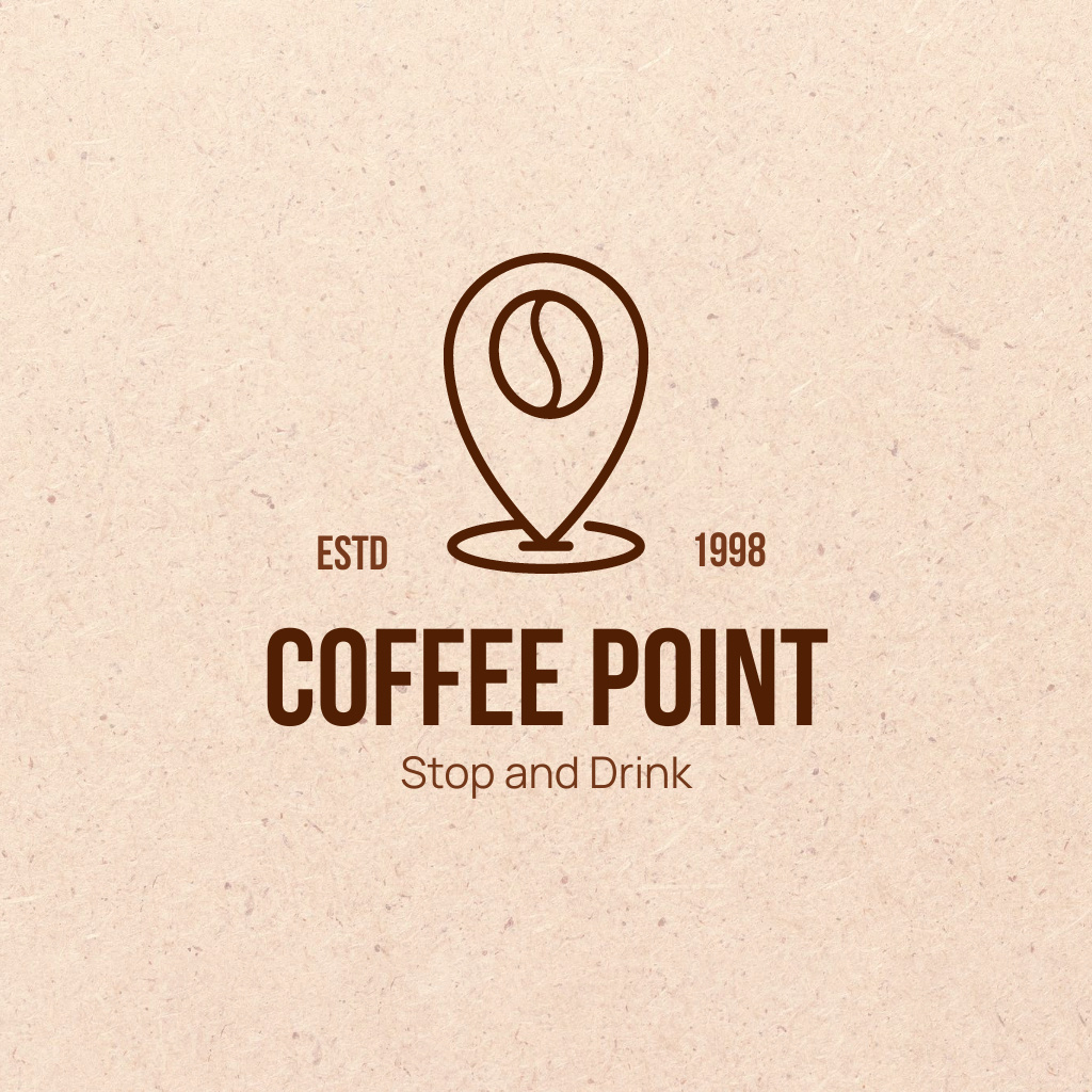 Cafe Ad with Coffee Bean And Pin Tag Logo Design Template
