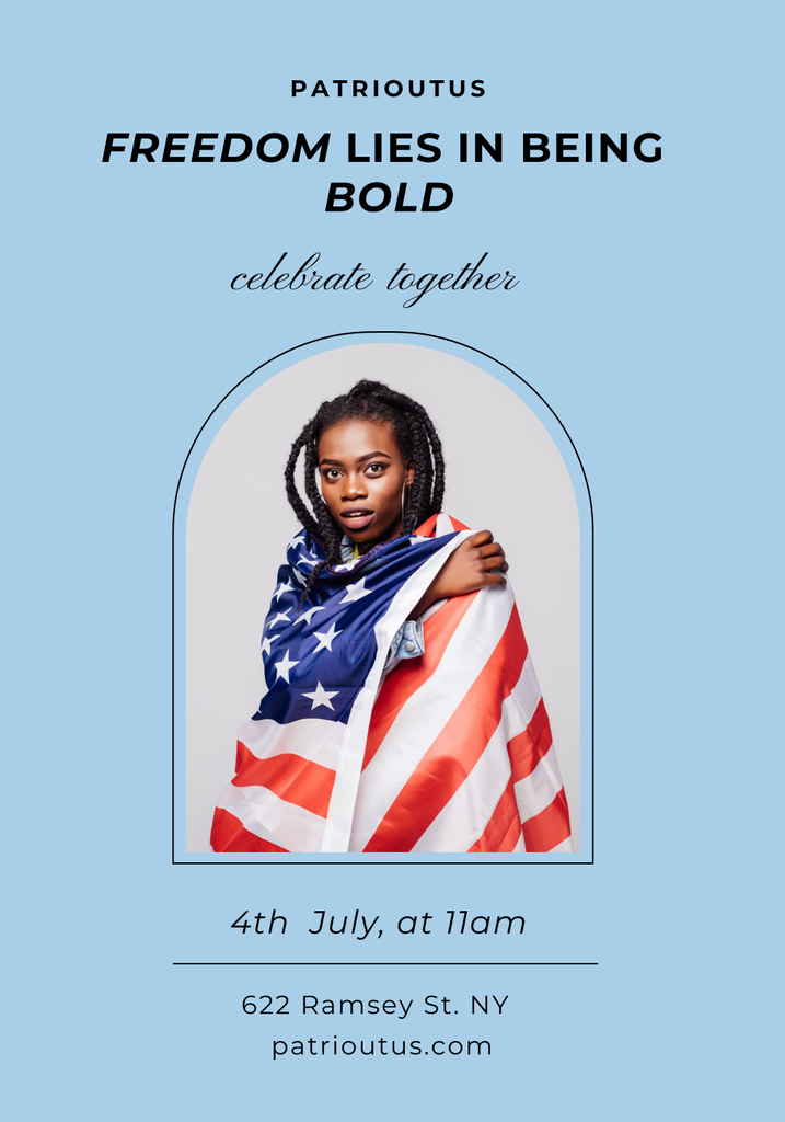 Woman in Flag on USA Independence Day Poster 28x40in Πρότυπο σχεδίασης