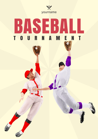 Baseball Competition Announcement with Players Poster Design Template