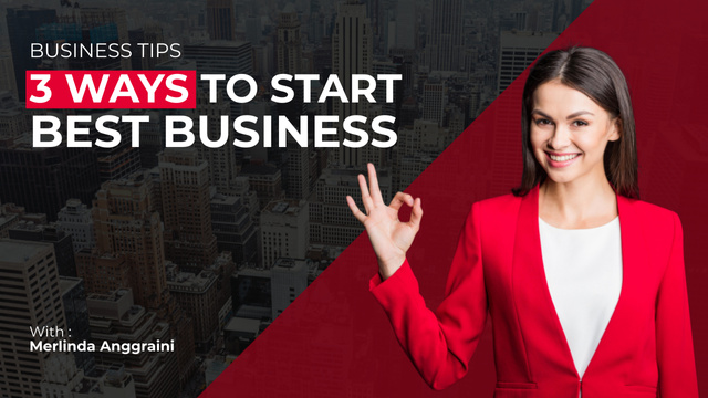Start Business With Woman Youtube Thumbnail tervezősablon