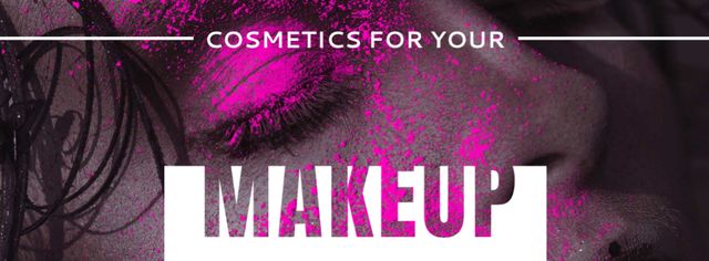 Template di design Cosmetics Offer with Girl in Pink Eyeshadow Facebook cover