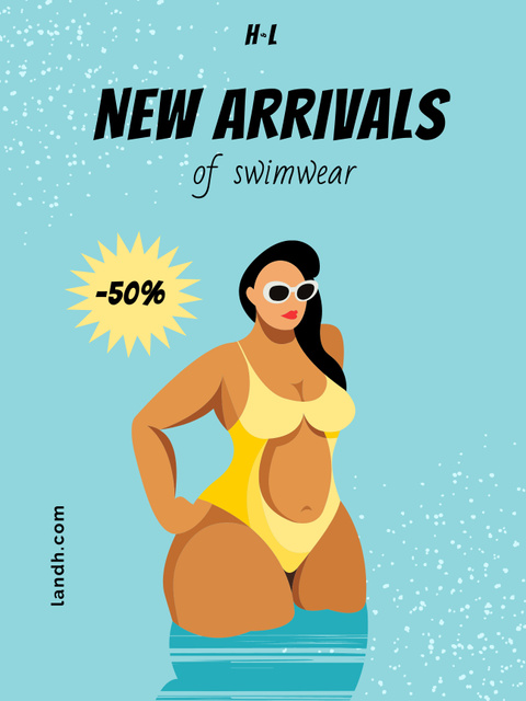 New Arrival of Plus Size Swimsuits Poster USデザインテンプレート
