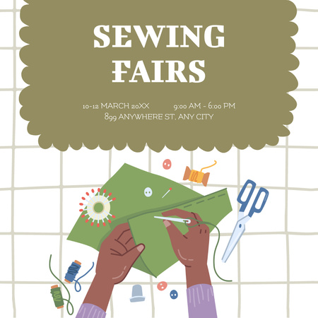 Platilla de diseño Sewing Fairs Announcement With Tools Instagram
