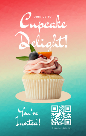 Delightful Cupcakes Party Invitation 4.6x7.2in Design Template