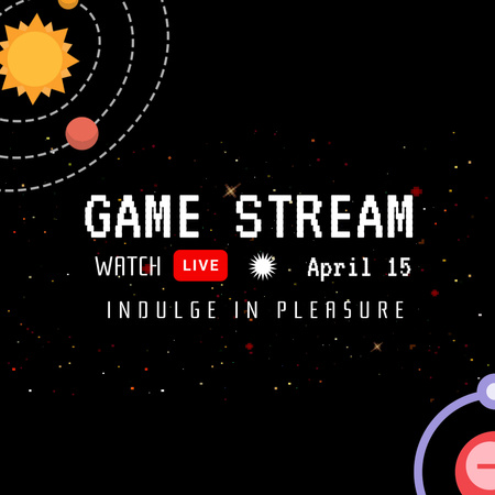 Announce Game Stream With Spacecrafts Animated Post Design Template