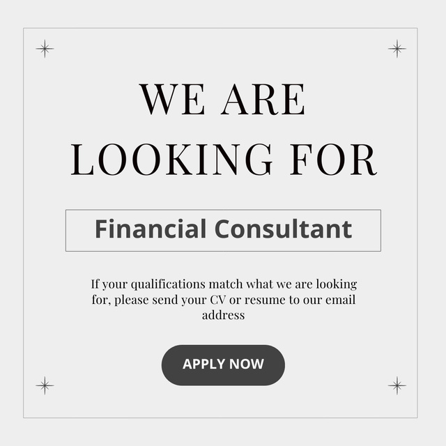 Plantilla de diseño de Company Looking for Financial Consultant Instagram 