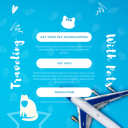 Travelling with Pets Tips in Blue Instagram Design Template