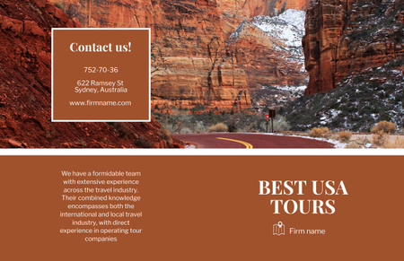 Designvorlage Travel Tour to USA für Brochure 11x17in Bi-fold