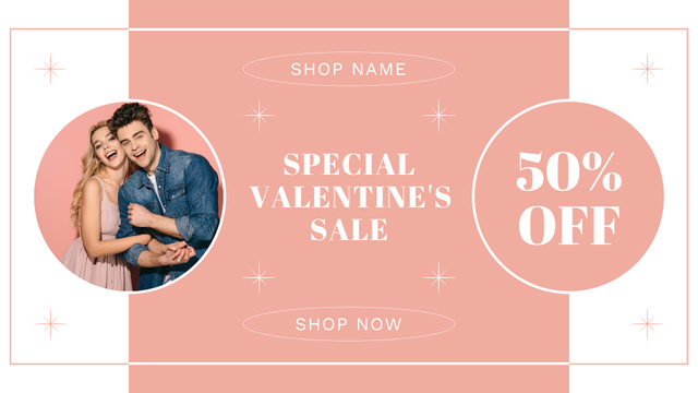 Valentine's Day Special Sale with Couple in Love FB event cover Design Template