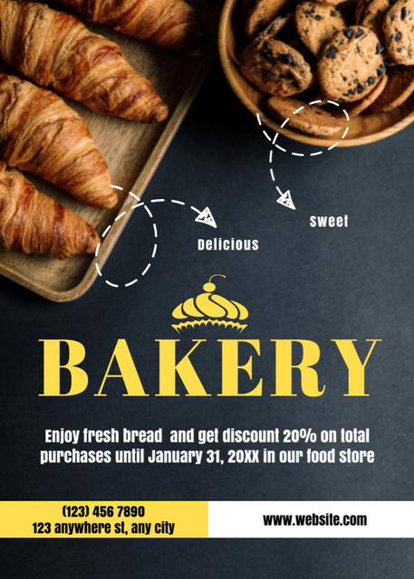 Tasty And Fresh Bread In Bakery Sale Offer Flayer Design Template