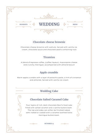 Wedding Desserts List Menu Design Template