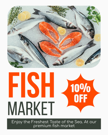 Designvorlage Spezielle Rabattanzeige für den Fischmarkt für Instagram Post Vertical
