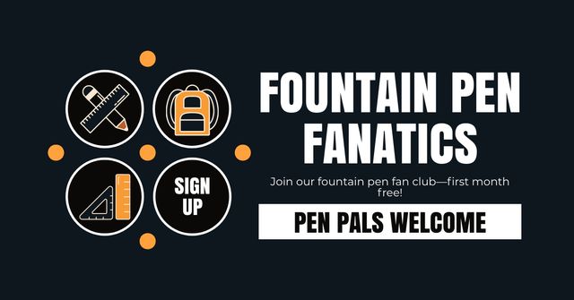 Fountain Pen Fan Club Announcement Facebook ADデザインテンプレート