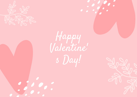 Праздничное поздравление ко Дню святого Валентина в розовом цвете с милыми сердечками Card – шаблон для дизайна