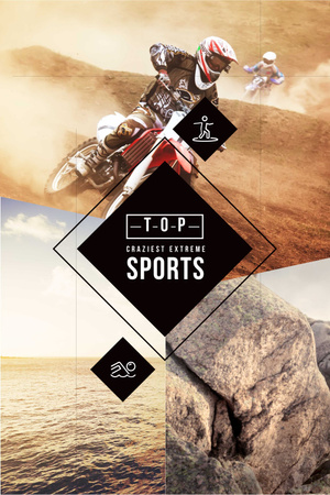 Craziest extreme sports with Cyclists Pinterest Design Template