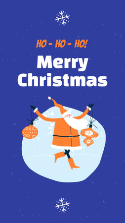 Warm Christmas Wishes with Cute Illustration of Santa Instagram Video Story Design Template
