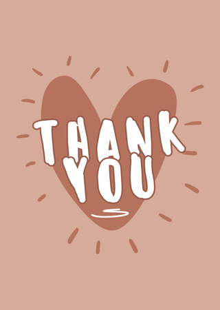 Template di design Thank You Lettering With Doodle Heart Postcard A6 Vertical