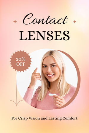 Comfortable Contact Lenses with Discount Pinterest Design Template