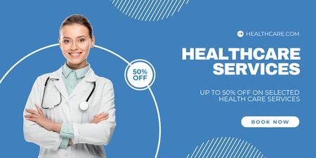 Healthcare Services with Offer of Discount Twitter Design Template