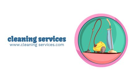 Cleaning Services Offer with Vacuum Cleaner Business card Tasarım Şablonu