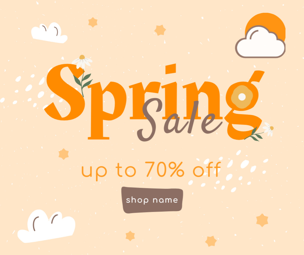 Spring Sale Announcement in Orange Facebookデザインテンプレート