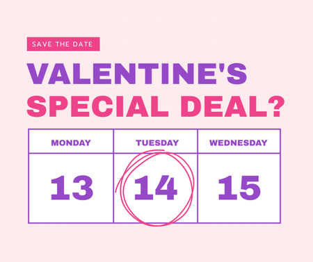 Valentine's Holiday Special Deal On Tuesday Facebook Design Template