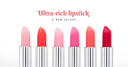 Beauty Store Offer with Lipsticks in Red Facebook AD Design Template