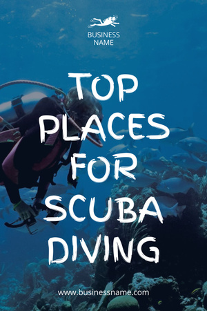 Scuba Diving Ad with People Underwater Pinterest Design Template