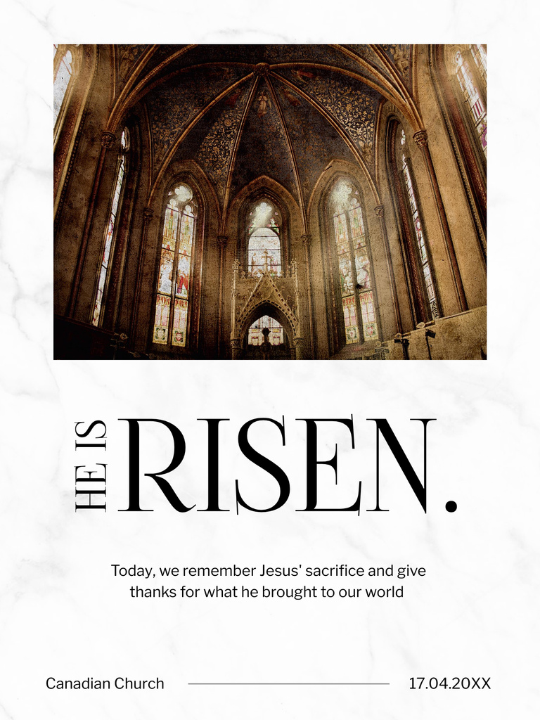 Easter Holiday Celebration Announcement with Church Poster US Design Template