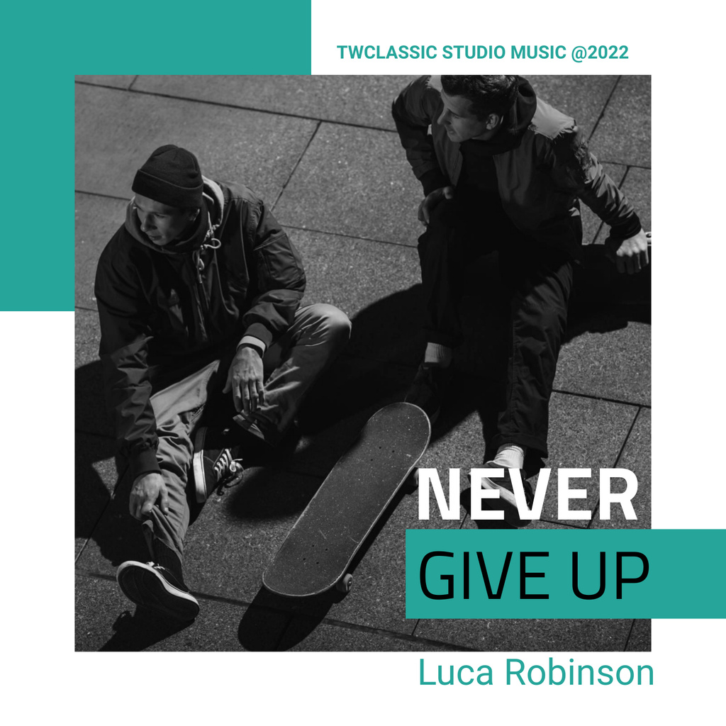 Never Give Up i'ts Name Of Music Album Album Cover Design Template