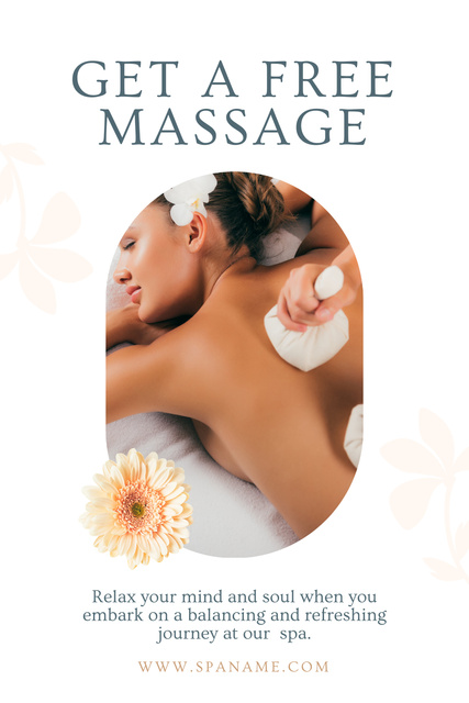 Free Massage Offer in Spa Salon Pinterest Πρότυπο σχεδίασης