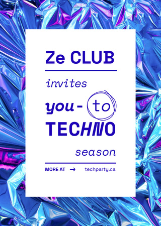 Techno Party Event Announcement Flyer A6デザインテンプレート