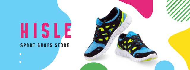 Designvorlage Sale Offer with Pair of athletic Shoes für Facebook cover
