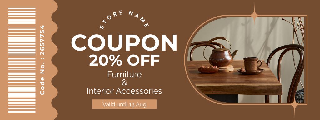 Interior Accessories and Furniture Sale Brown Coupon Design Template