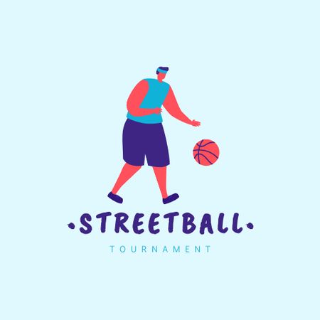 Streetball Tournament Announcement Logo Design Template