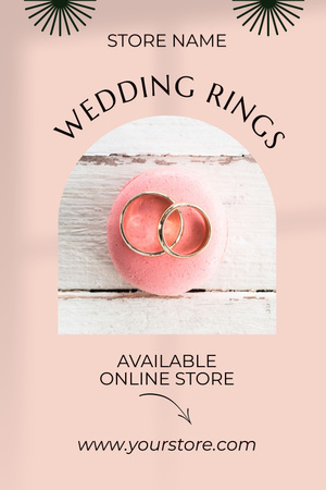 Plantilla de diseño de Oferta de joyería con anillos de boda en macaron Pinterest 