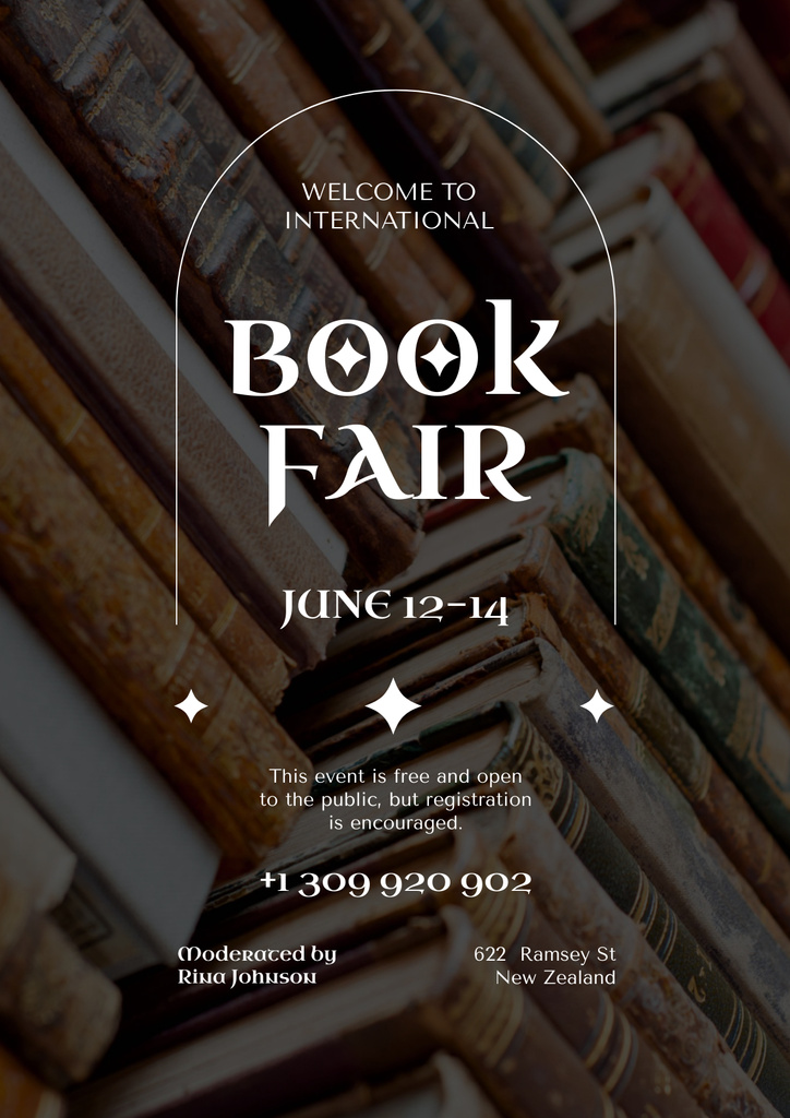 Book Festival Announcement with Books in Vintage Bindings Poster Design Template