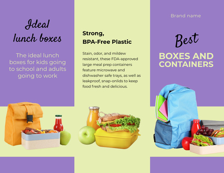 Eco-friendly School Lunch Boxes And Containers Brochure 8.5x11in Z-fold – шаблон для дизайна