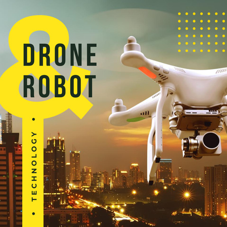 Plantilla de diseño de drone volando en el cielo Instagram 