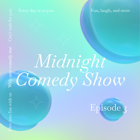 Platilla de diseño Announcement of Midnight Comedy Show Podcast Cover
