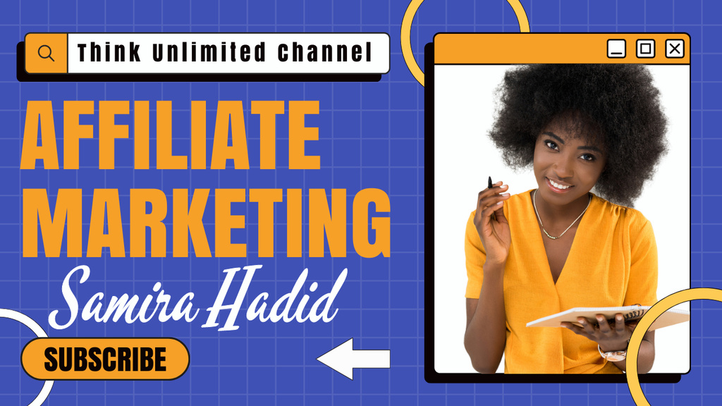 Affiliate Marketing Episode From Vlogger In Blue Youtube Thumbnail – шаблон для дизайна