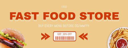 Fast Food Grocery Discount With Hamburger Coupon Design Template